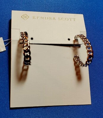 Kendra Scott Grier Rhodium Plated Over Brass Silver Tone Curb Link Hoop Earrings - Image 1 of 4