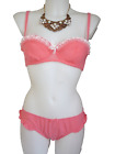 Knickerbox Padded Bra Size 32c & Untold Knickers Size 10 Coral Pink