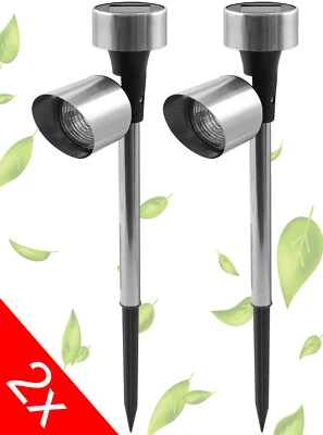 2x LED Solarleuchte Strahler Edelstahl Garten Strahler Lampe Beleuchtung Spot - Bild 1 von 4