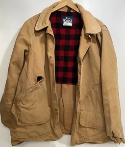 Woolrich Barn Chore Coat Men’s Large Tan Wool Blanket Lined USA HEAVY Wear Duck - Picture 1 of 20