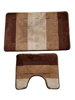 Badvorleger Set 2-teilig Badvorleger WC-Vorleger mit U-Ausschnitt retro vintage - Bild 1 von 4