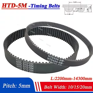 HTD-5M Timing Belts Close Loop Rubber CNC Synchronous Belt Width 10/15/20mm - Picture 1 of 7