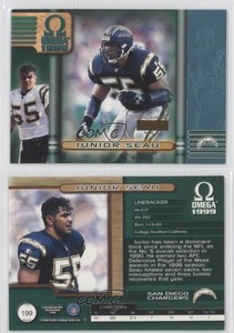 1999 Pacific Omega Platinum Blue Missing Serial Number Junior Seau #199 HOF