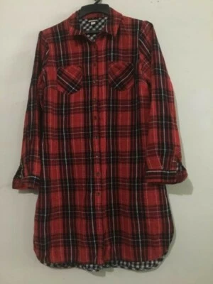 Vestido Camisa Merona Talla M Tartán Forrado a Cuadros Mujer 100% Algodón Elegante Moderno Foto 1 de 4