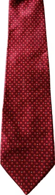 Corbata de seda para hombre Claiborne roja gris geométrica cosida a mano Foto 1 de 4