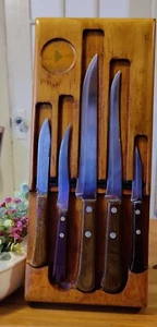 Juego de talla de cuchillos vintage Robeson Shuredge mediados de siglo moderno en estuche - Imagen 1 de 9