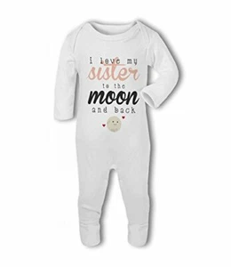 I love my Sister to the Moon and Back cute - Baby Romper Suit by BWW Print Ltd