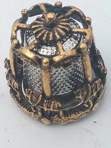 Vintage Nicholas Gish Thimble Pewter Gold tone Horse Carousel The Carousel Spins - Picture 1 of 2