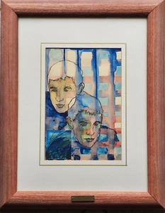 Frank BREIDENBRUCH (Wuppertal 1963) Dipinto Acquarello Collage Quadro in Cornice - Foto 1 di 6