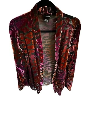 Hermoso cárdigan de terciopelo aplastado con estampado animal de Citiknit para mujer talla XL otoño Foto 1 de 4