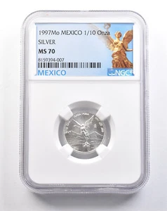 1997 Mo Mexico 1/10 Onza Silver Libertad MS70 NGC *5269 - Picture 1 of 3