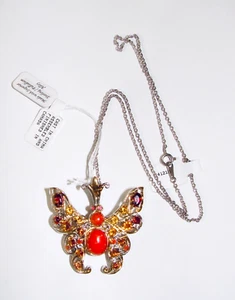 NEW Michael Valitutti Sterling Silver Coral Garnet Citrine BUTTERFLY NECKLACE - Picture 1 of 5