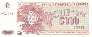 MOLDAWIEN 5.000 GUTSCHEIN JAHR 1993 PICK P4 UNC - FDS - Bild 1 von 2