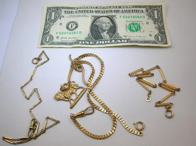 LOTE DE 3 CADENAS DE RELOJES DE BOLSILLO VINTAGE RELLENAS DE ORO Y CHAPADAS EN ORO - MEJOR OFERTA Foto 1 de 4