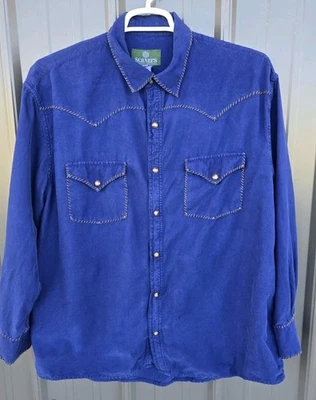 Schnee's Bozeman Montana Western Shirt Men's XL Silk Pearl Snap Stitched - Image 1 of 4