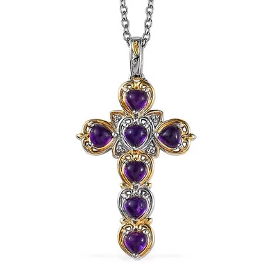 Collar Colgante Amatista Natural Chapado en Platino Oro Amarillo 18K 20" Ct 2.1 Foto 1 de 4