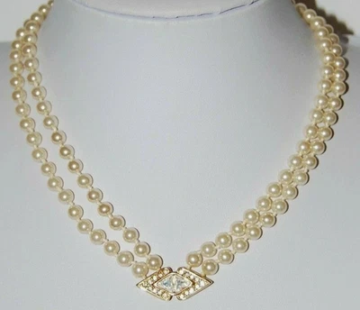 COLAR DE PÉROLAS FALSAS VINTAGE SAL SWAROVSKI - 17 POLEGADAS - Imagem 1 de 4