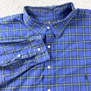 Ralph Lauren Shirt Mens 4XLT Blue Green Plaid Classic Fit Button Down Cotton - Picture 1 of 7