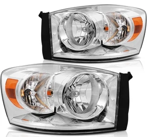 For Dodge Ram 2006 2007 2008 2009 Front Housing Chrome Headlights Assembly - Picture 1 of 9
