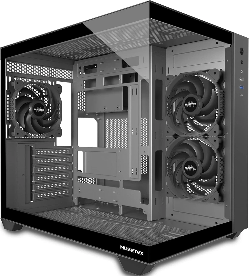 Y6 ATX PC Case w/ 3 Fans, 270° Glass, USB-C, Supports 360mm Liquid Cooler - Image 1 of 4