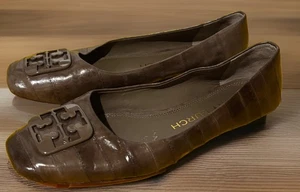 Tory Burch Georgia Ballerinas weich exotischer Druck braun Slipper Damen 8 - Bild 1 von 11