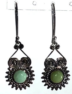 Arya Earrings Sterling Silver Dangle Green Gemstone - Picture 1 of 16