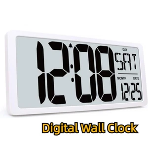 16.9in Large Digital Wall Clock with Date Temperature Atomic Clock w/ Backlight - Picture 1 of 9