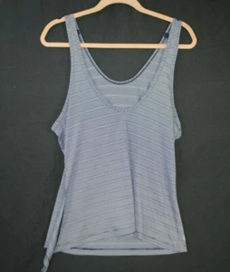 Athleta Tank Top Small Navy Blue Striped Max Out Side Tie Tank 591302 - Picture 1 of 5