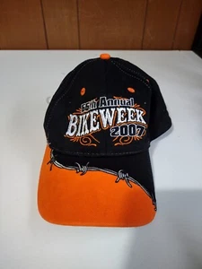 Black Orange 2007 Daytona Beach Bike Week Hat Cap Harley Davidson Barb Wire Adj. - Picture 1 of 5