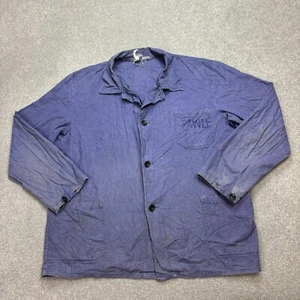 French Jacket Adult Large Blue VTG Canvas Workwear Chore Utility Military Mens - Picture 1 of 7