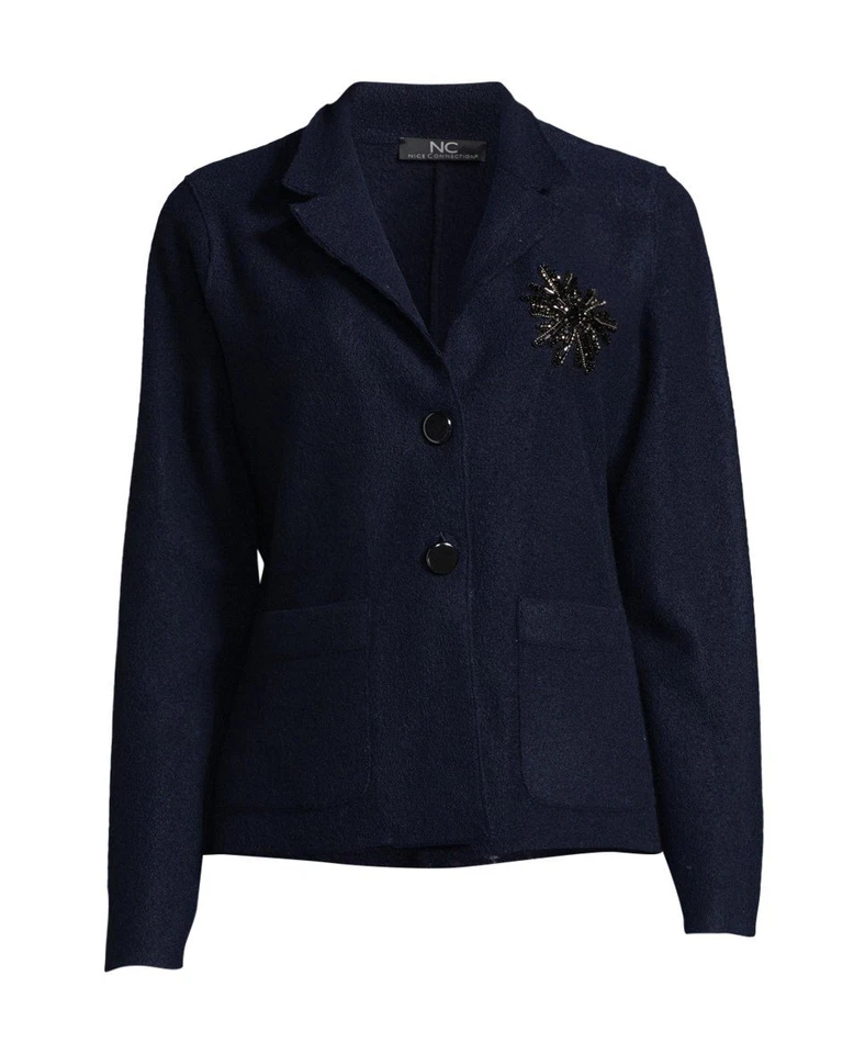 NICE CONNECTION Wolljacke dunkel blau Strass Gr. S/M 36/38 *neu* NP 379 € - Bild 1 von 4