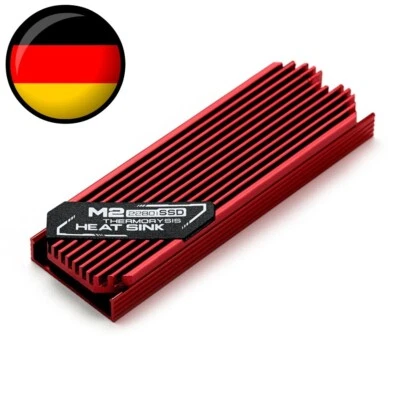 M.2 Kühlkörper SSD 2280 NVMe Kühler Aluminium Heat Sink cooling Kühler Wärme Rot - Bild 1 von 4