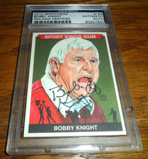 BOBBY KNIGHT 2010 SPORT KINGS GUM SIGNED BASKETBALL INDIANA ARMY TEXAS PSA/DNA