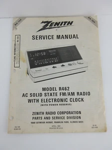 Zenith RA104 R462 FM AM Clock Radio Service Manual  - Picture 1 of 5