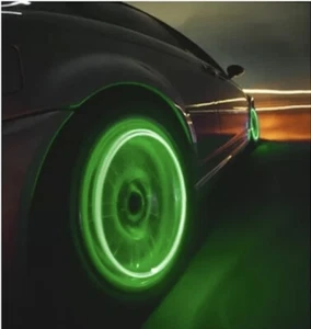 LED Diamante Gemma Luce 2X Verde Pneumatici Ruote Valvola Stelo Tappi Auto Camion Bici Moto - Foto 1 di 3