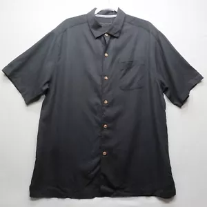 TOMMY BAHAMA Shirt Size Large Black 100% Silk Original Fit Button-Up Shirt - Picture 1 of 10