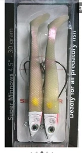 Sidewinder Weedless Super Minnows 4.5' - 30g Lures NEW Various colours - Picture 1 of 3