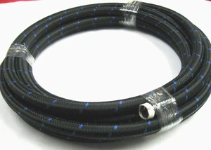 12AN Black Nylon Hose w/ Blue Stripe 3 FT LENGTH 30r9 e85 ethanol lube diesl     - Imagen 1 de 1