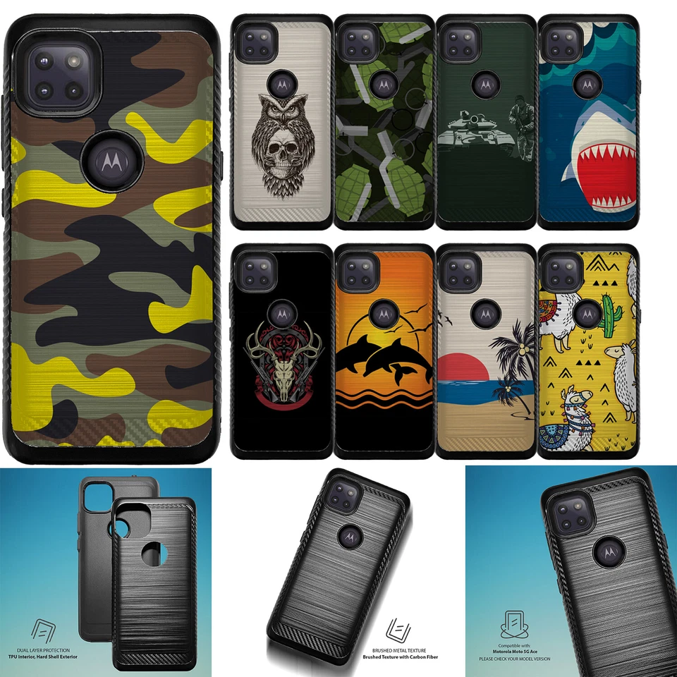 保护壳 适用于 [Moto One ACE 5G (2021)][EMBOSSED DUO SET5] 混合重型 — 第 1/1 张图片