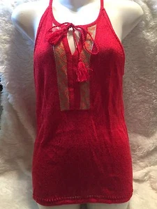 Lucky Brand Red Womens Knitted Spaghetti Strap Tank Top Size Small - Picture 1 of 3