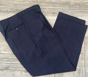 Tommy Hilfiger Wool Navy Dress Pants with geometric lines 34" by 29" - Picture 1 of 6