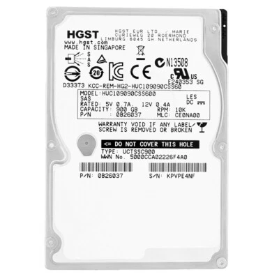 HGST / hitachi HUC109090CSS600 900Gb 64Mb Cache 10000Rpm SAS II 2.5'' Pollici - Immagine 1 di 4