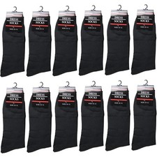 New 12 Pairs Mens All Black Dress Socks Fashion Casual Cotton Size 10-13(347-2L)