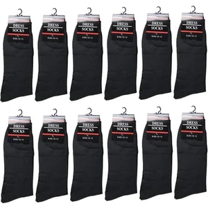 Set 12 Paar komplett schwarze Anzugsocken Mode Freizeit Baumwolle für Herren Größe 10-13 (347-2L) - Bild 1 von 4