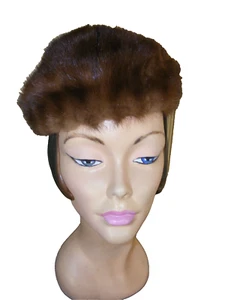 SOMBRERO DE PIEL DE VISÓN AÑOS 50 DEADSTOCK CON ETIQUETA VISÓN NATURAL VINTAGE AÑOS 50 SOMBRERERÍA - Imagen 1 de 6