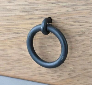 WROUGHT IRON RING PULL CABINET HANDLE-RUSTIC BLACK-drawer door furniture chest - Picture 1 of 2