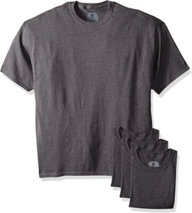 Mens Hanes Ecosmart Charcoal Heather Cotton Short Sleeve T-Shirt 4-Pack Size M - Picture 1 of 3