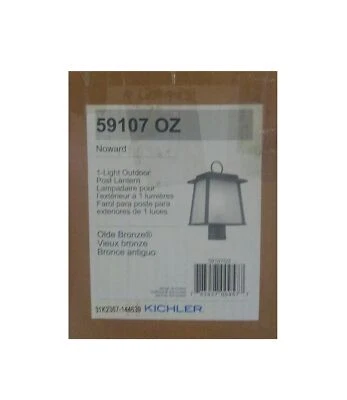 KICHLER Noward 1-Light Olde 青铜铝硬连线户外柱灯 — 第 1/2 张图片