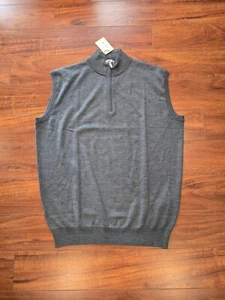 NWT Peter Millar Men's Charcoal Autumn Crest Quarter-Zip Vest Size M - Picture 1 of 8