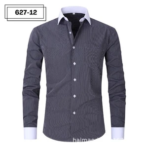 Mens Dress Shirts Formal Business Long Sleeves Elastic Striped Casual Shirts Top - Picture 1 of 32